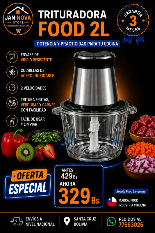 Picadora de Vidrio 2 Litros, Potente y Rapida de Utilizar.