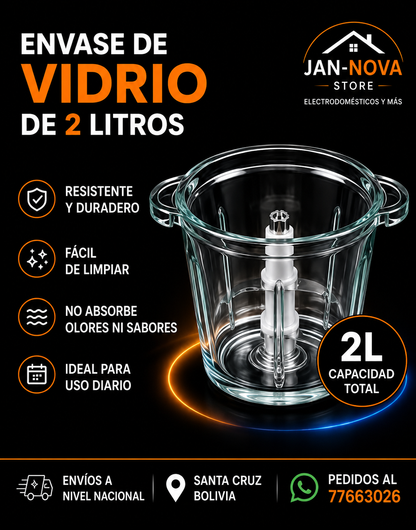 Picadora de Vidrio 2 Litros, Potente y Rapida de Utilizar.