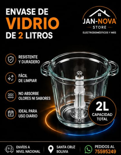 Picadora de Vidrio 2 Litros, Potente y Rapida de Utilizar