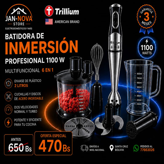 Batidora de Inmersion Trillium 6 en 1 de 1100 W